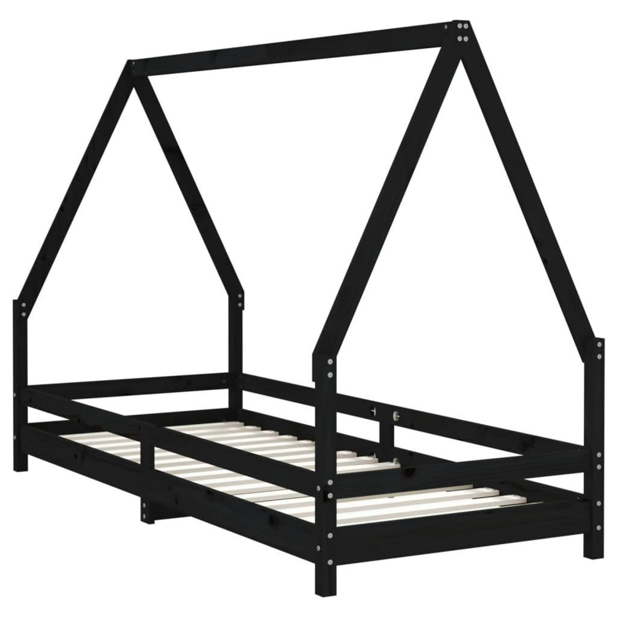 VIDAXL Cadre de lit pour enfants noir 80x200 cm bois de pin massif
