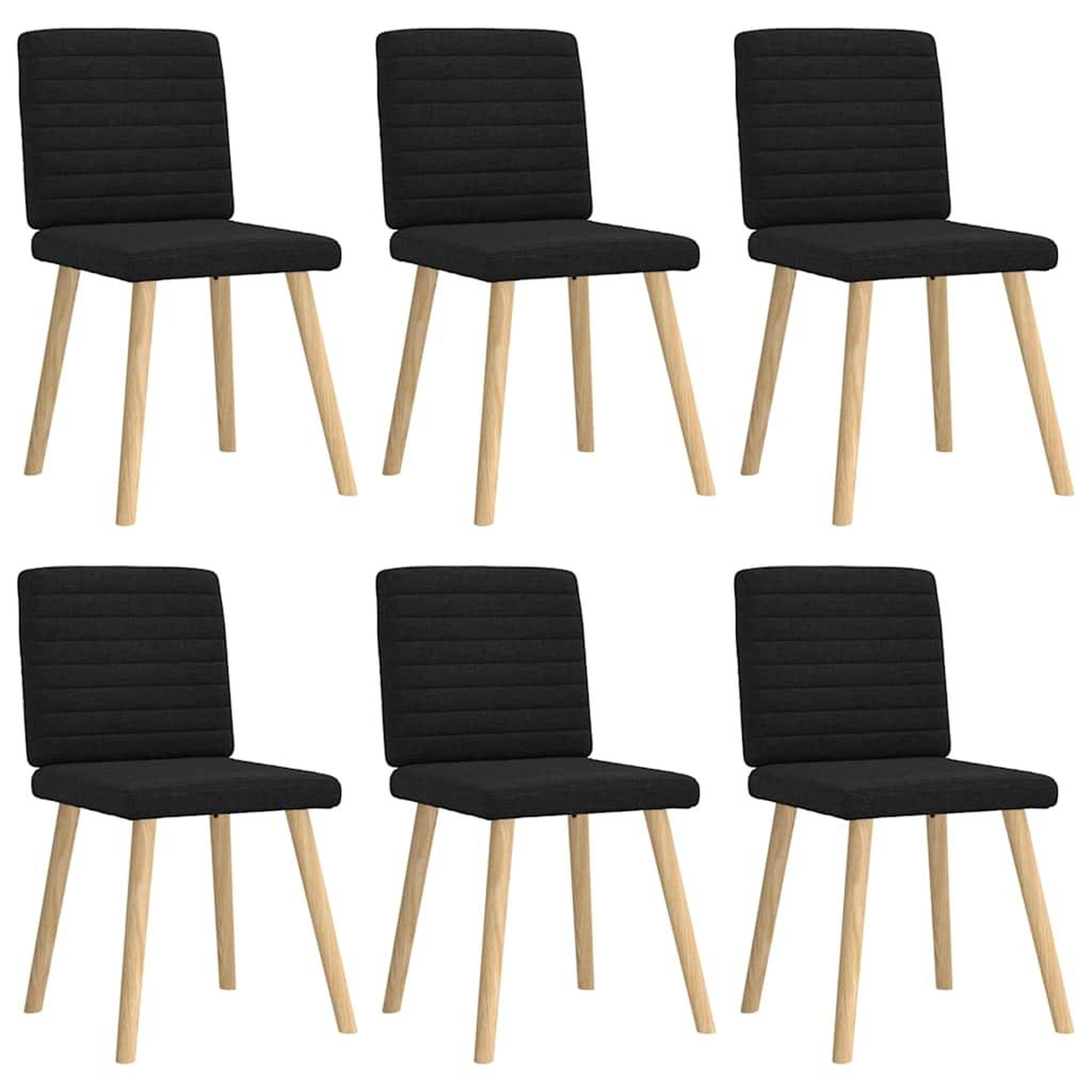 VIDAXL Chaises a manger lot de 6 noir tissu