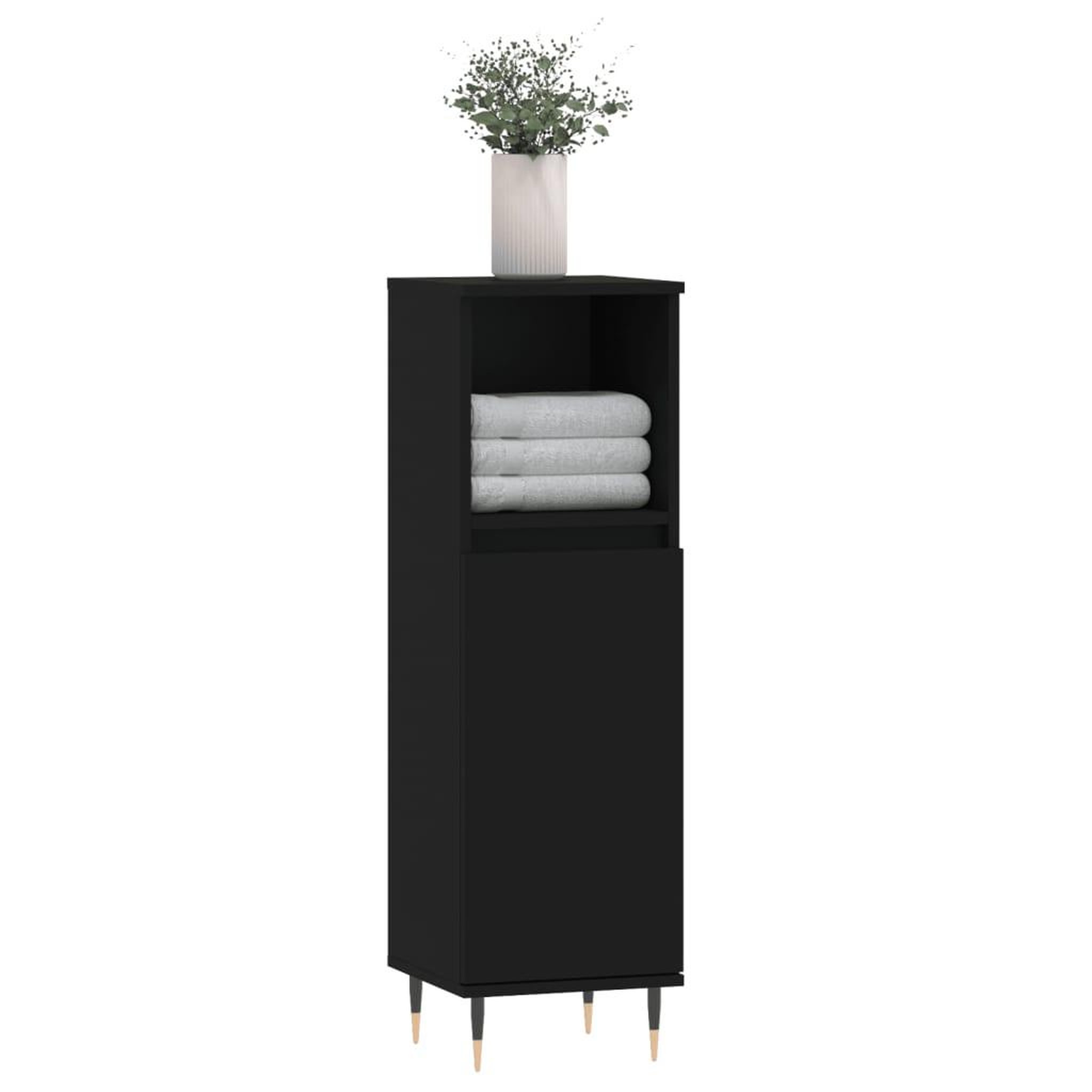 Voir la diapositive 3 : VIDAXL Armoire de salle de bain noir 30x30x100 cm bois d'ingenierie