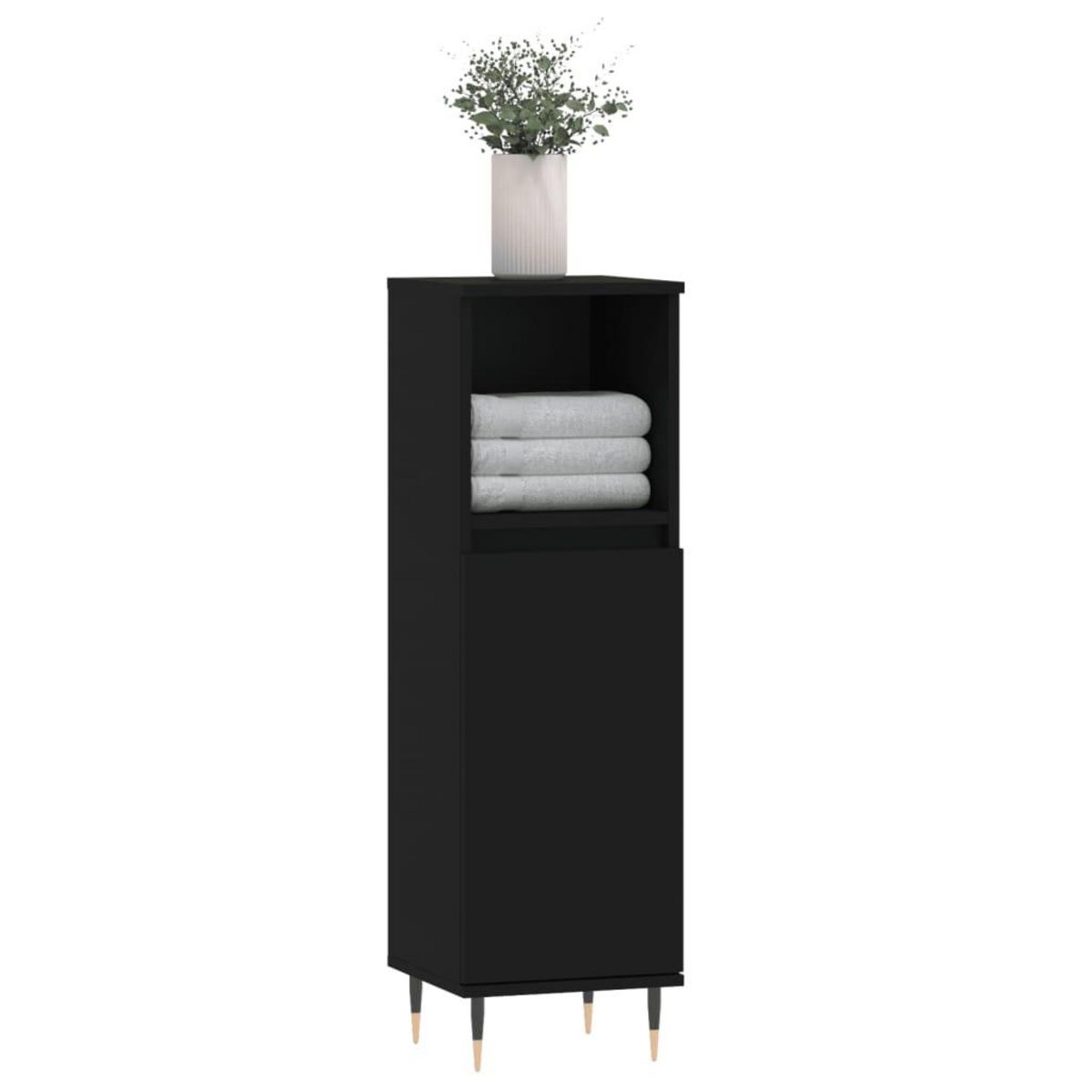 VIDAXL Armoire de salle de bain noir 30x30x100 cm bois d'ingenierie