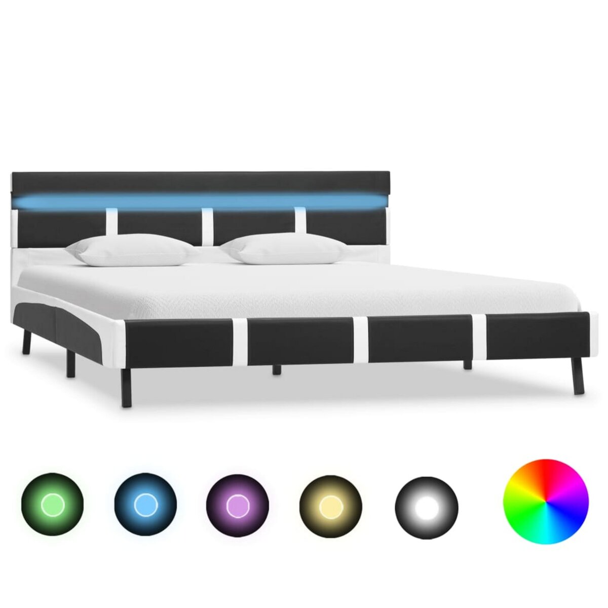 VIDAXL Cadre de lit avec LED Gris et blanc Similicuir 120x190 cm