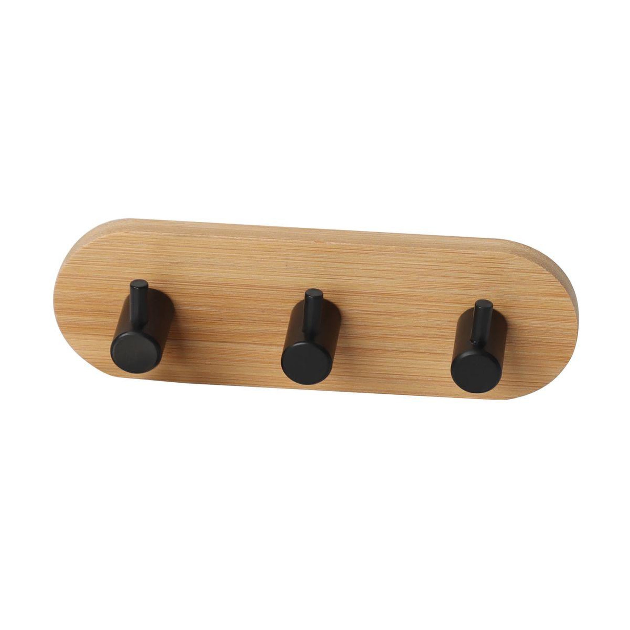 Voir la diapositive 3 : Douceur d'Intérieur Patère adhésive 3 crochets en bambou  fixeo  14cm naturel & noir