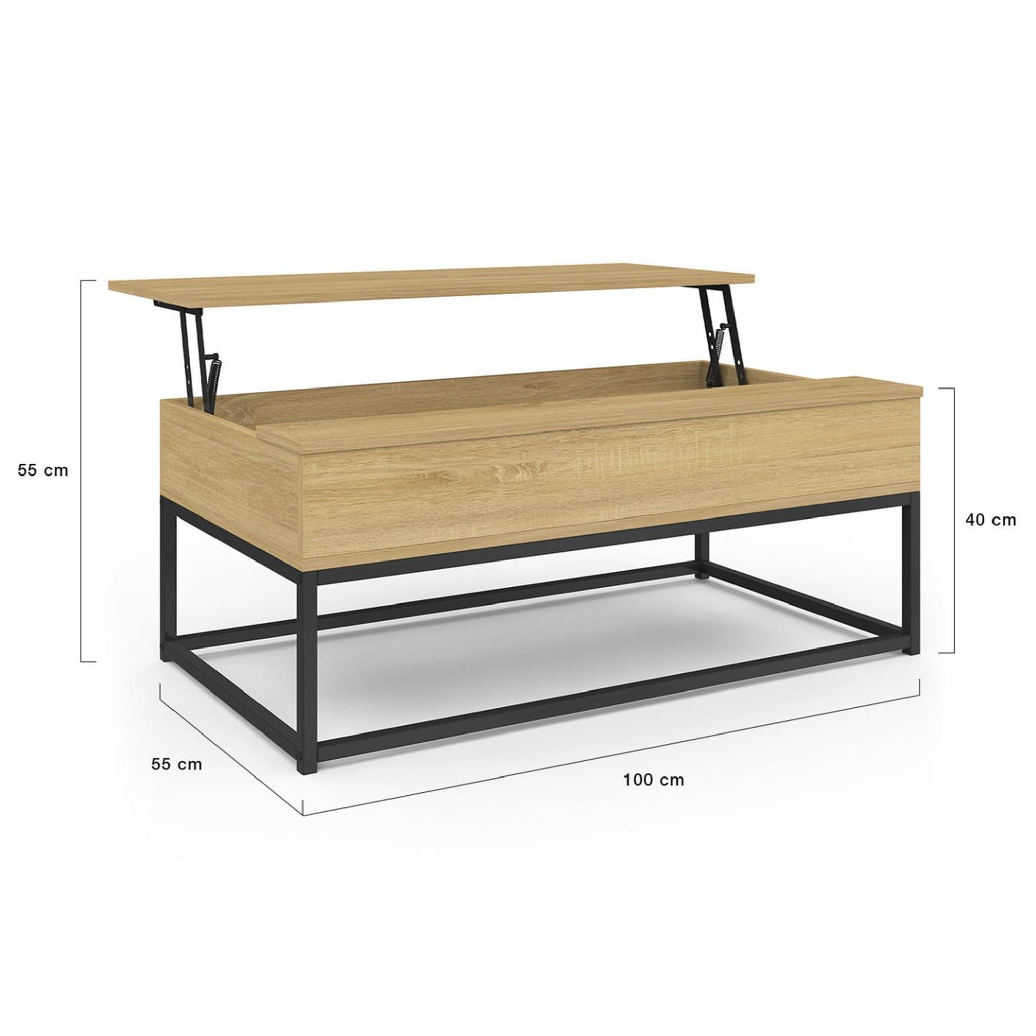 Voir la diapositive 4 : ID MARKET Table basse plateau relevable rectangulaire detroit design industriel