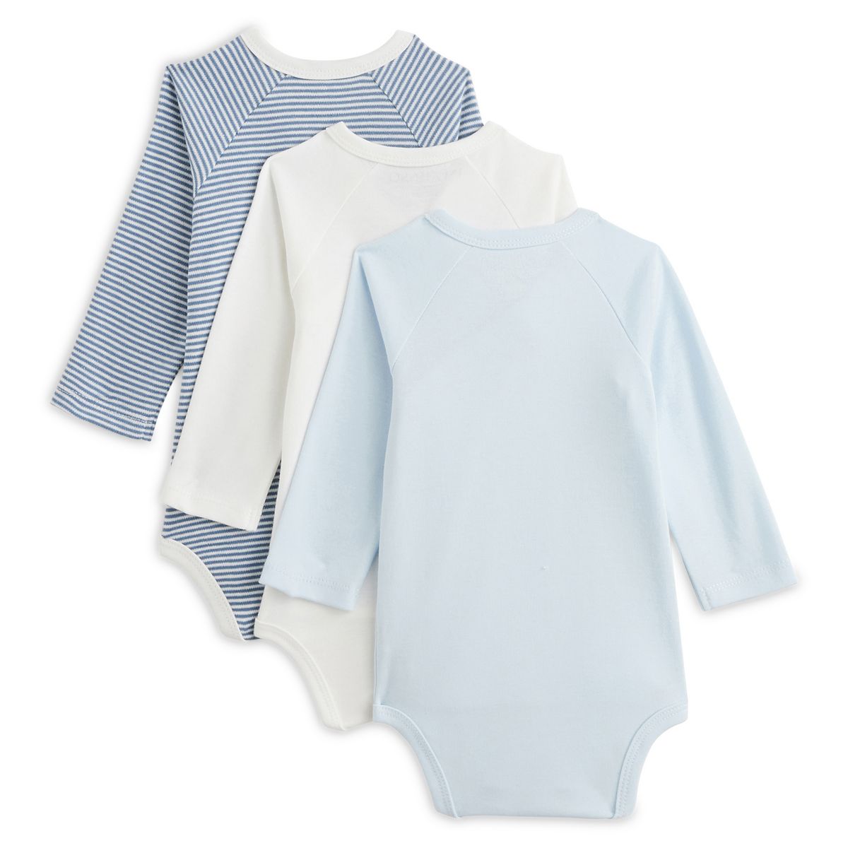 INEXTENSO Lot de 3 bodies de naissance manches longues bébé garçon