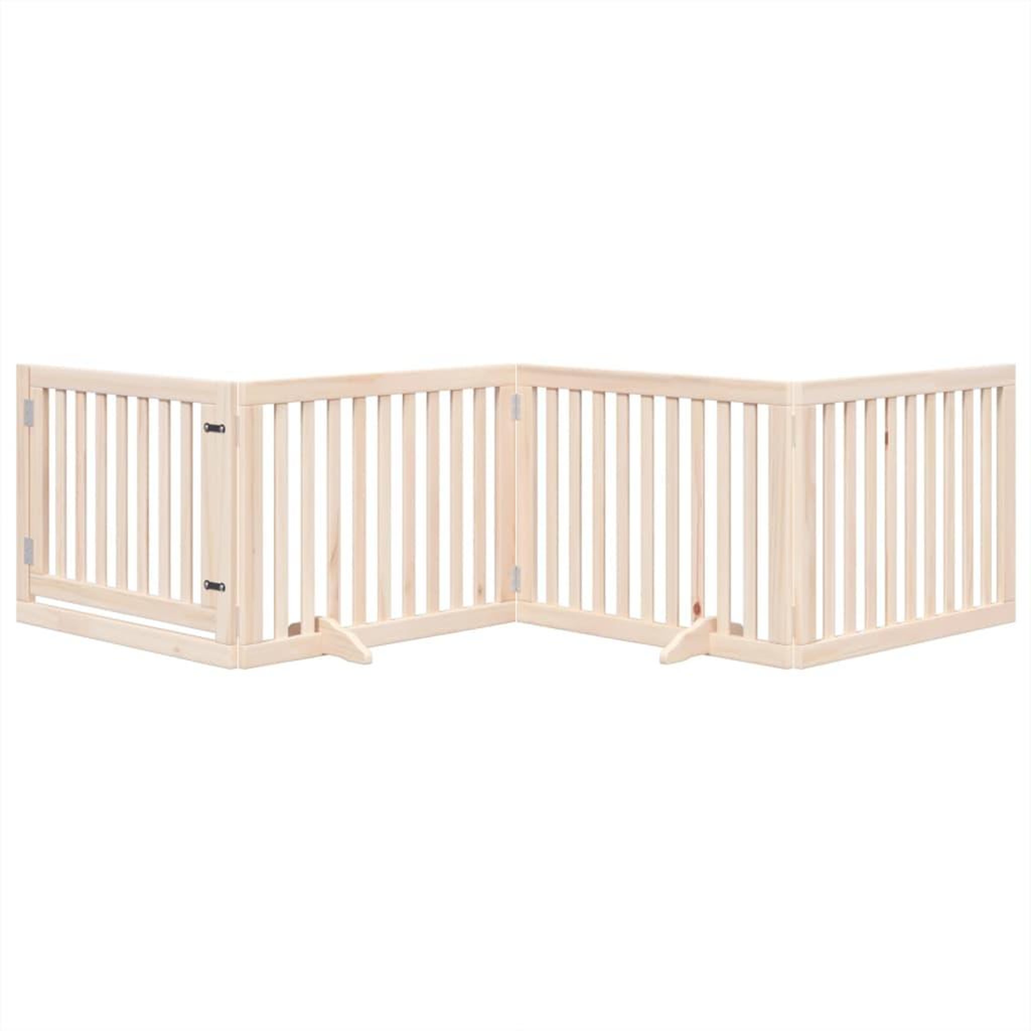 Voir la diapositive 3 : VIDAXL Barriere pour chiens avec porte 4 panneaux bois de peuplier