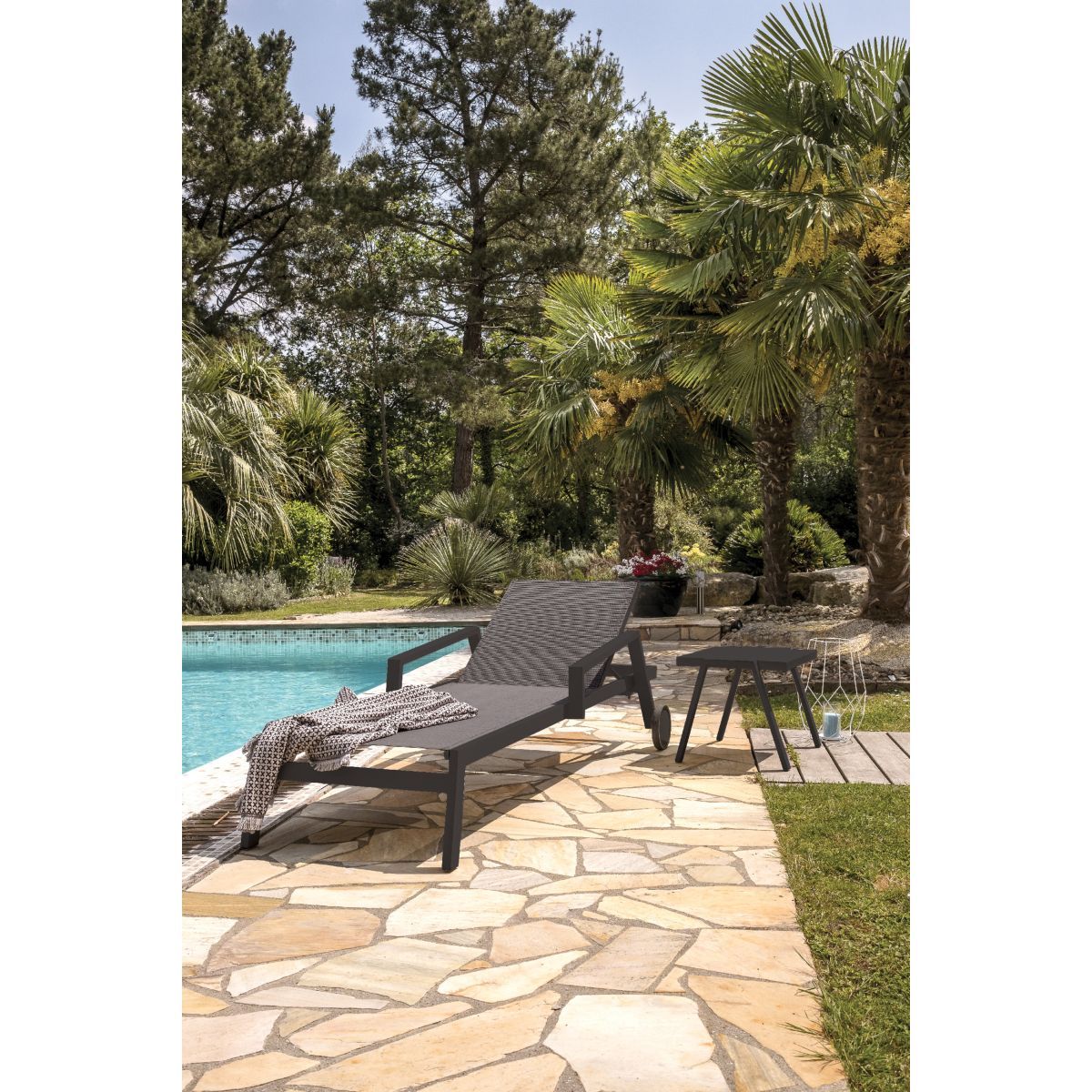 PARIS GARDEN Bain de soleil - Aluminium et textilène - Anthracite - IBIZA