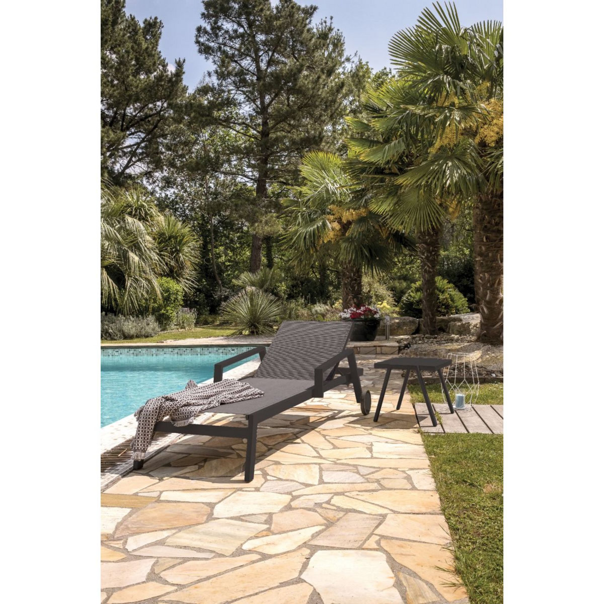 PARIS GARDEN Bain de soleil - Aluminium et textilène - Anthracite - IBIZA