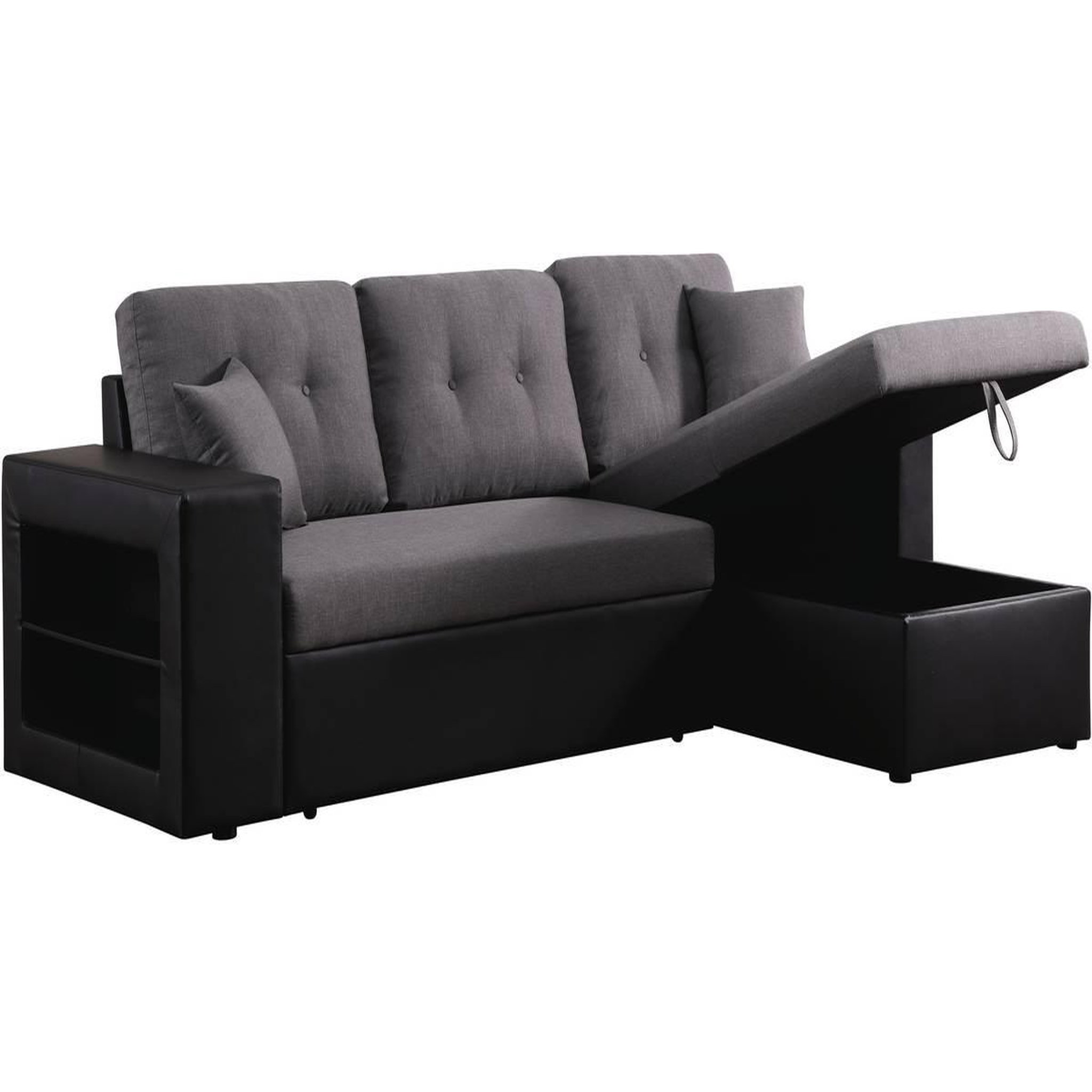 Habitat et Jardin Canapé d'angle convertible/réversible  axel  - 3 places - noir/gris