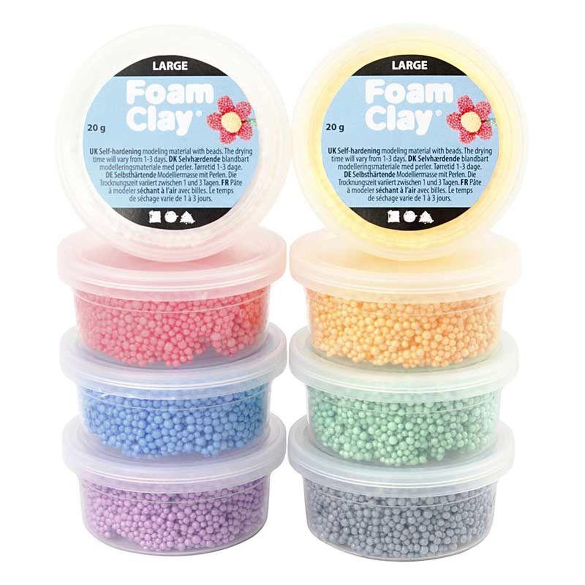 Voir la diapositive 2 : CREATIV COMPANY Set 8 pâtes à modeler large foam clay 20 g