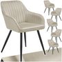Voir la diapositive 1 : tectake Chaise de salle à manger en velours matelassée et capitonnée crème/noir Lot de 6