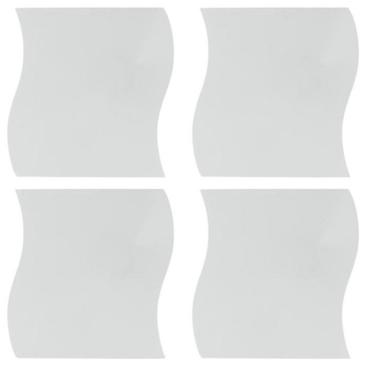 ATMOSPHERA Lot de 4 Miroirs Adhésifs  Vague  20x20cm Argent