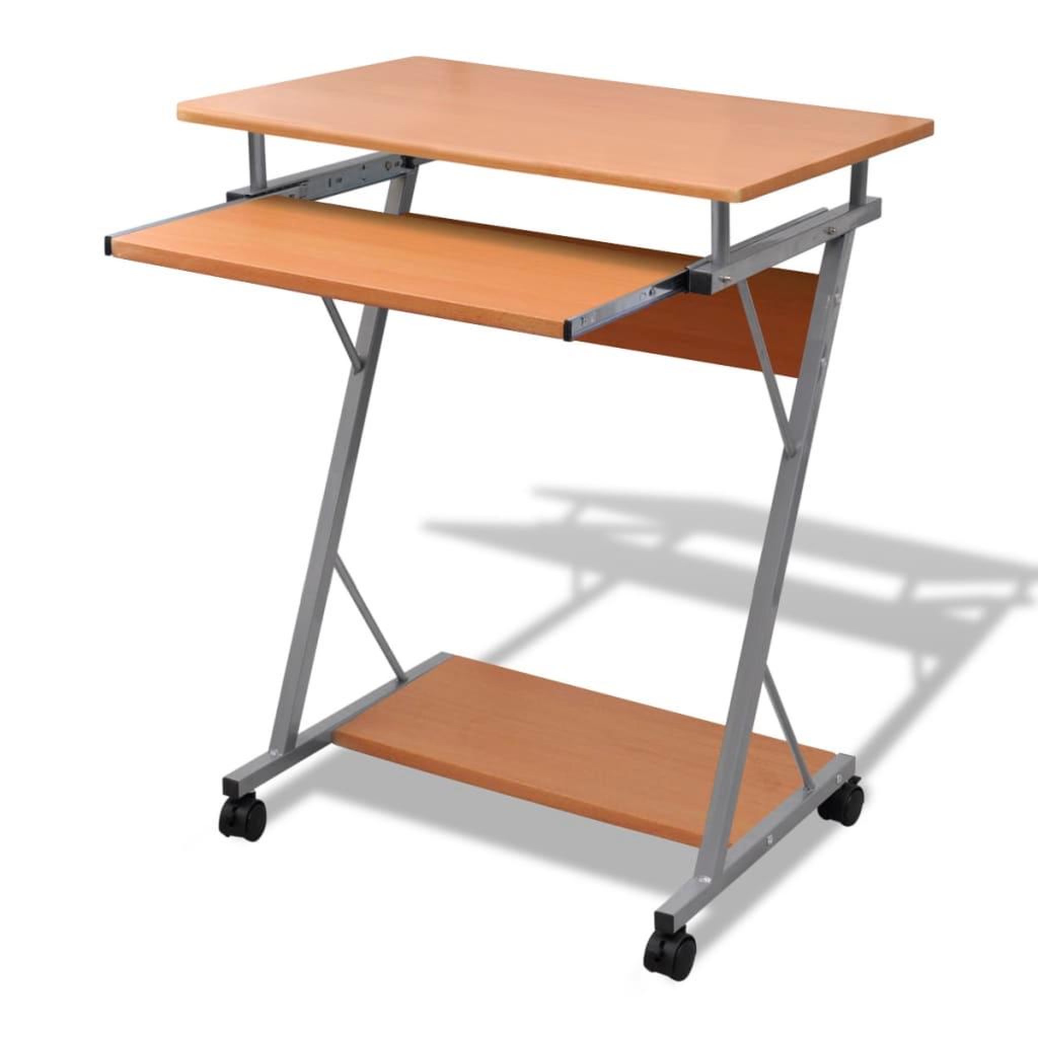 Voir la diapositive 1 : VIDAXL Bureau d'ordinateur avec plateau a clavier coulissant Marron