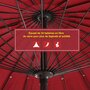OUTSUNNY Parasol inclinable rond avec manivelle aluminium fibre de verre polyester diamètre 2,60 m coloris rouge