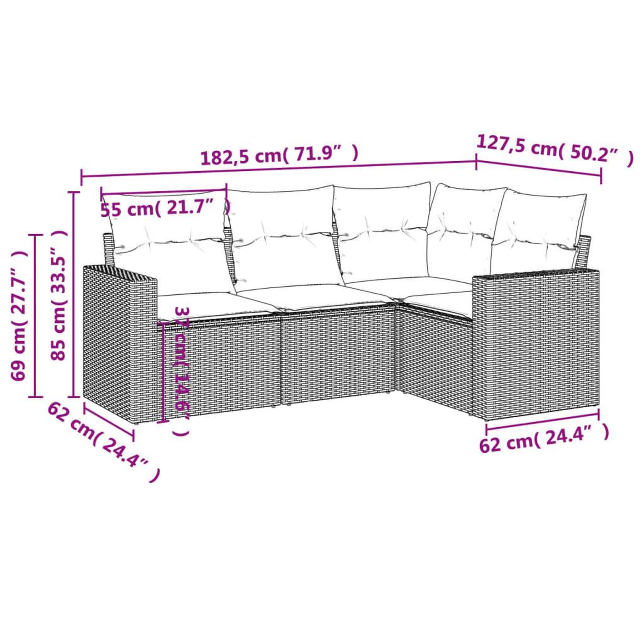 Voir la diapositive 6 : VIDAXL Salon de jardin 4 pcs avec coussins noir resine tressee