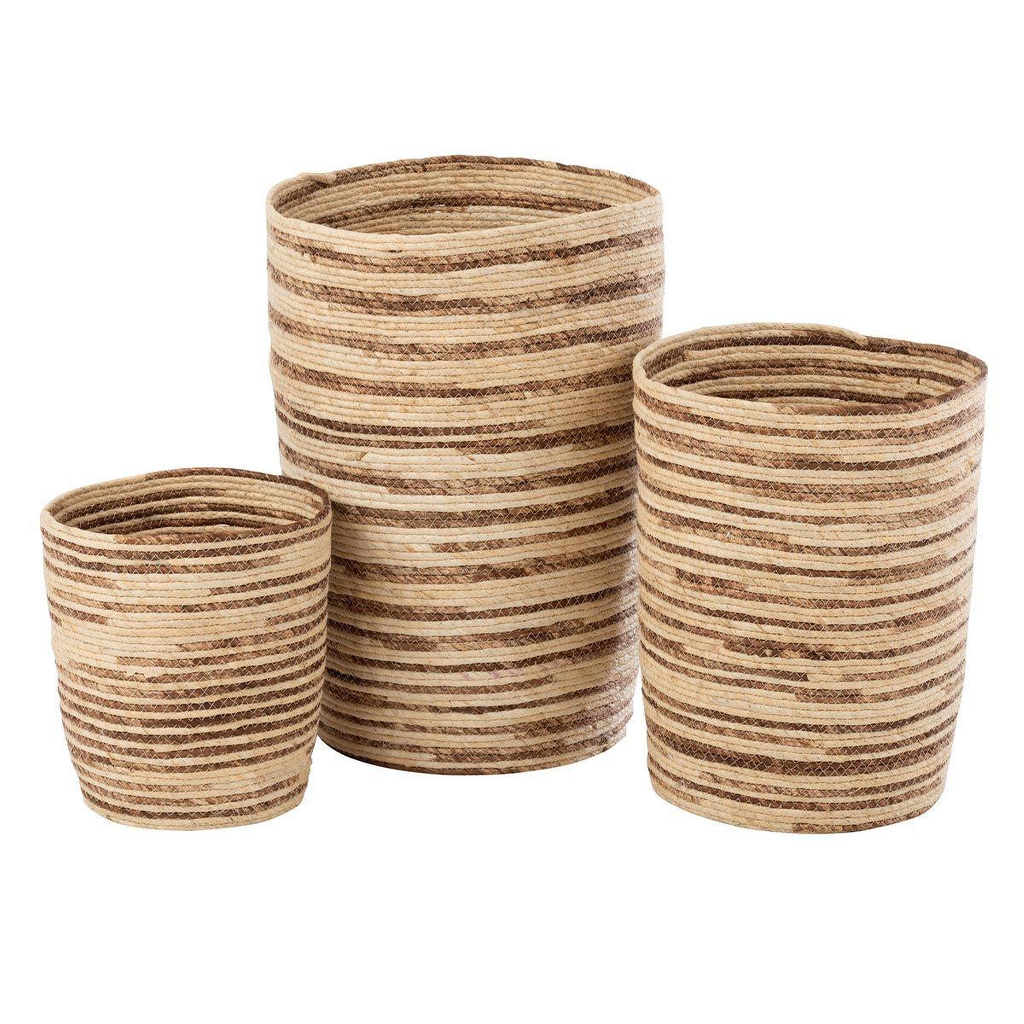 Voir la diapositive 1 : J-LINE Lot de 3 Paniers  Rangement  60cm Naturel