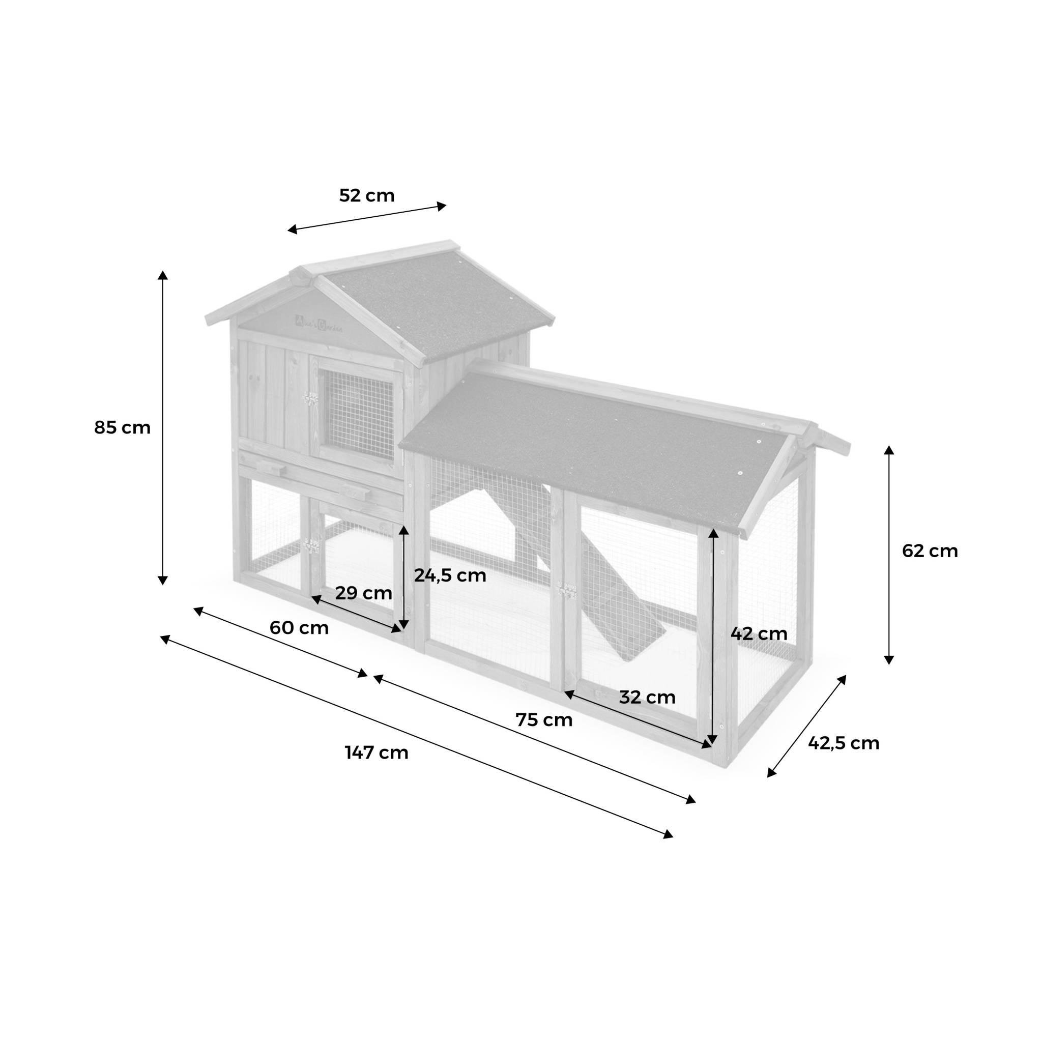 Voir la diapositive 4 : SWEEEK Clapier en bois Hotot pour lapin et autres rongeurs. 4 lapins. cage à lapin avec enclos. espace intérieur et extérieur. poulailler
