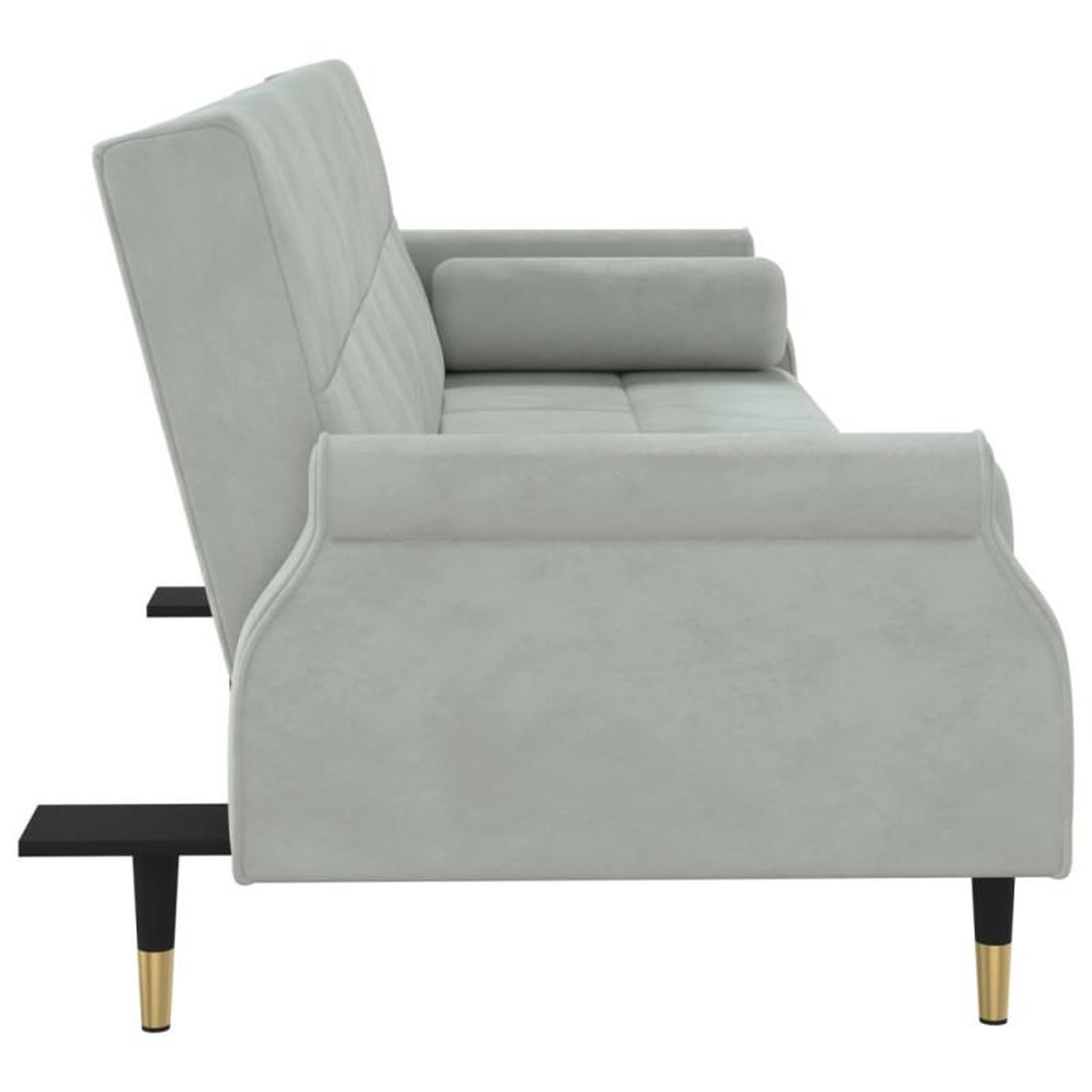 Voir la diapositive 5 : VIDAXL Canapé lit avec coussins gris clair velours