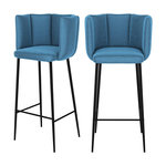 Rendez vous déco Lot de 2 chaises de bar en velours bleu 75 cm-Rosy