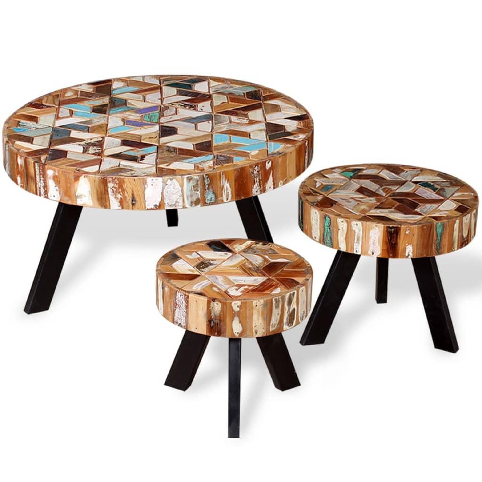 VIDAXL Ensemble de table basse 3 pieces Bois de recuperation massif
