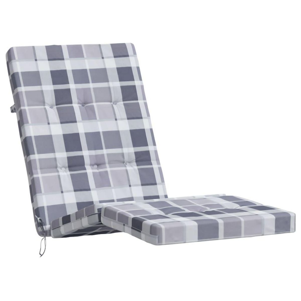 VIDAXL Coussins de chaise longue lot de 2 gris motif a carreaux