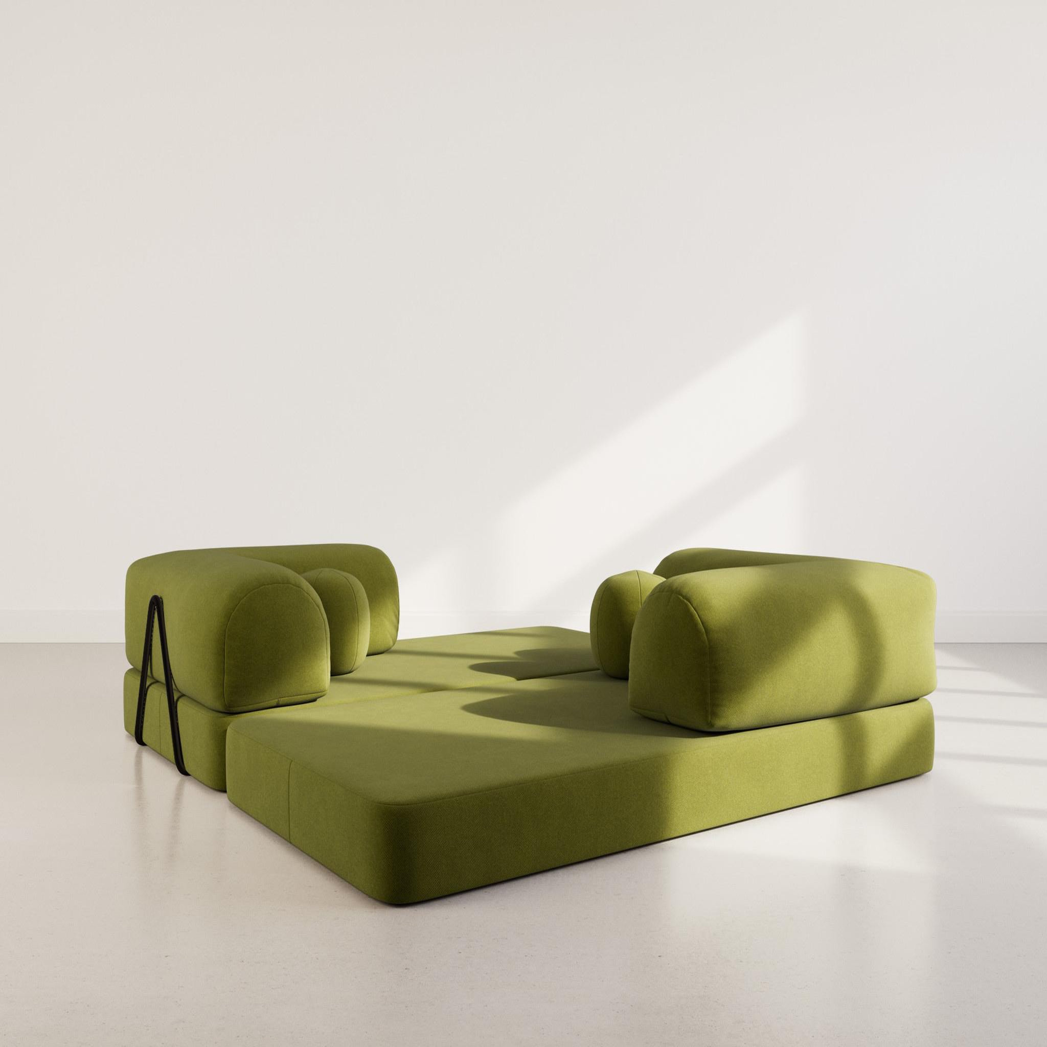 Voir la diapositive 3 : BEST MOBILIER Nebula - canapé 3 places convertible en velours texturé