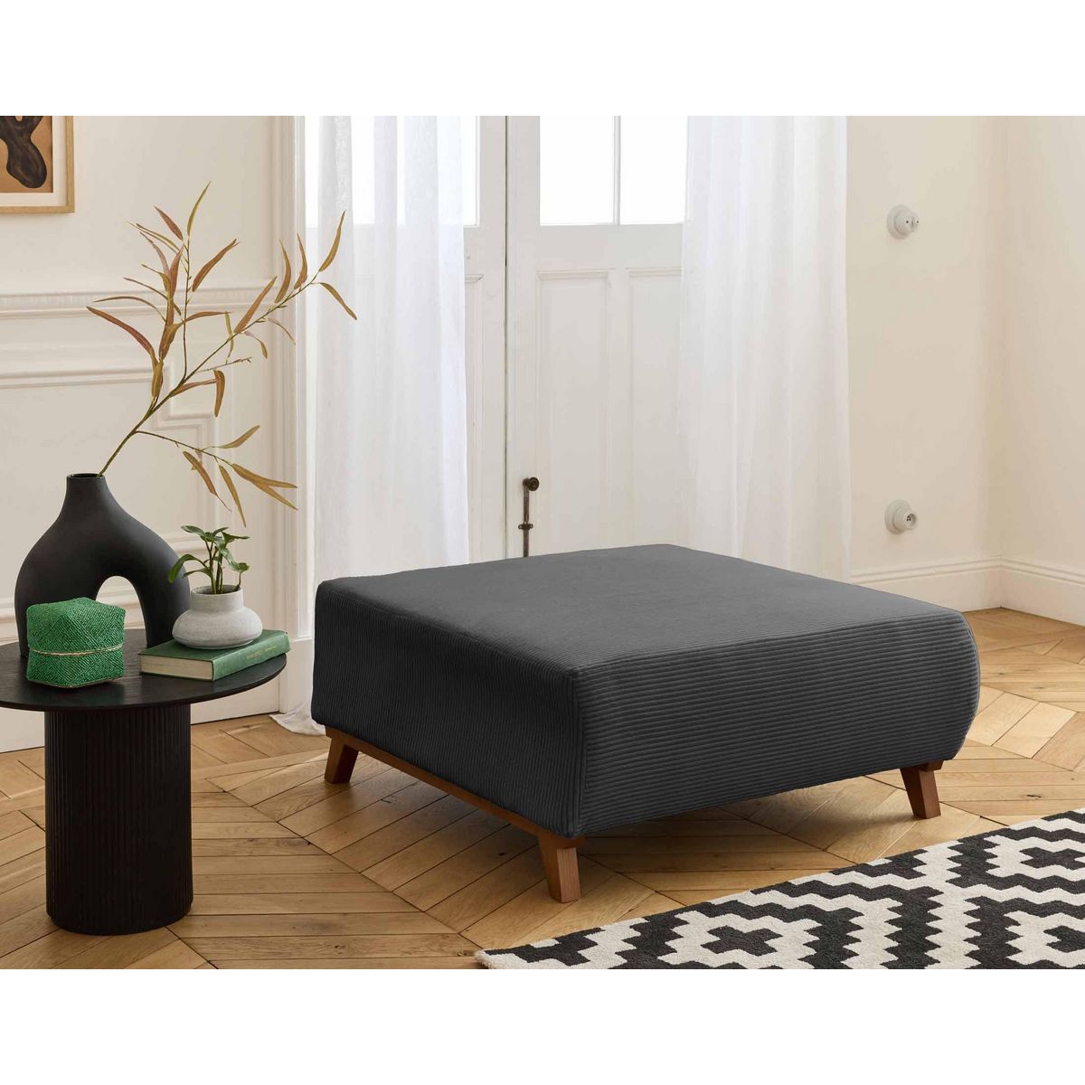 BEST MOBILIER Cristal - pouf modulable - 95 cm - en velours côtelé