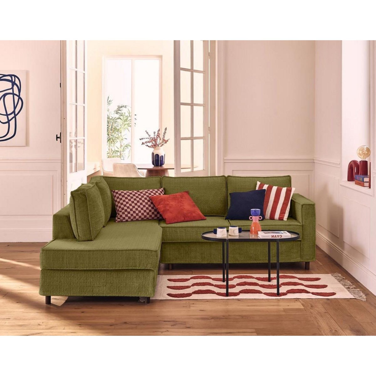 LISA DESIGN Jake - canapé déhoussable d'angle gauche 5 places en velours texturé