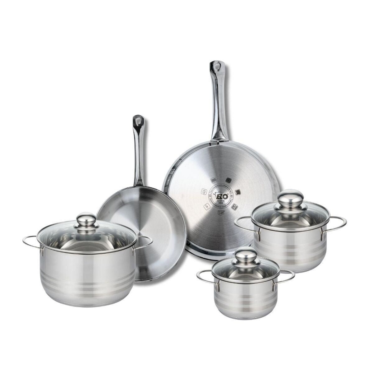 ELO Ensemble de 2 Poêles de cuisson 24 et 28 cm et 3 faitouts 14, 16 et 20 cm Elo Profi Brillant