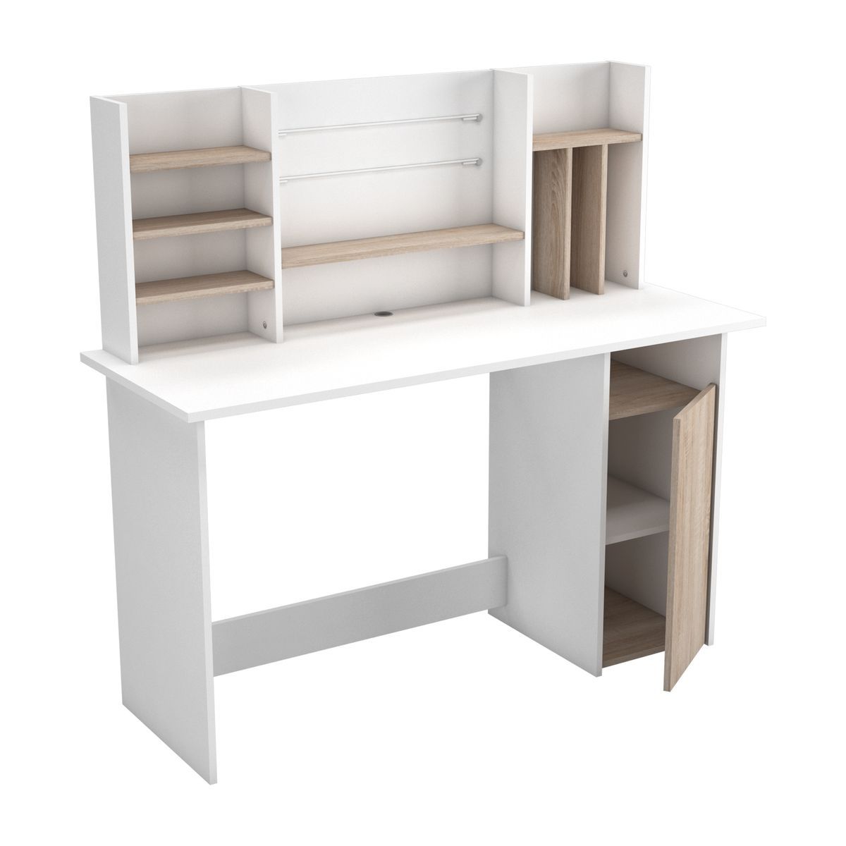 Bureau droit 1 caisson + surmeuble L134,8 cm FLEUR