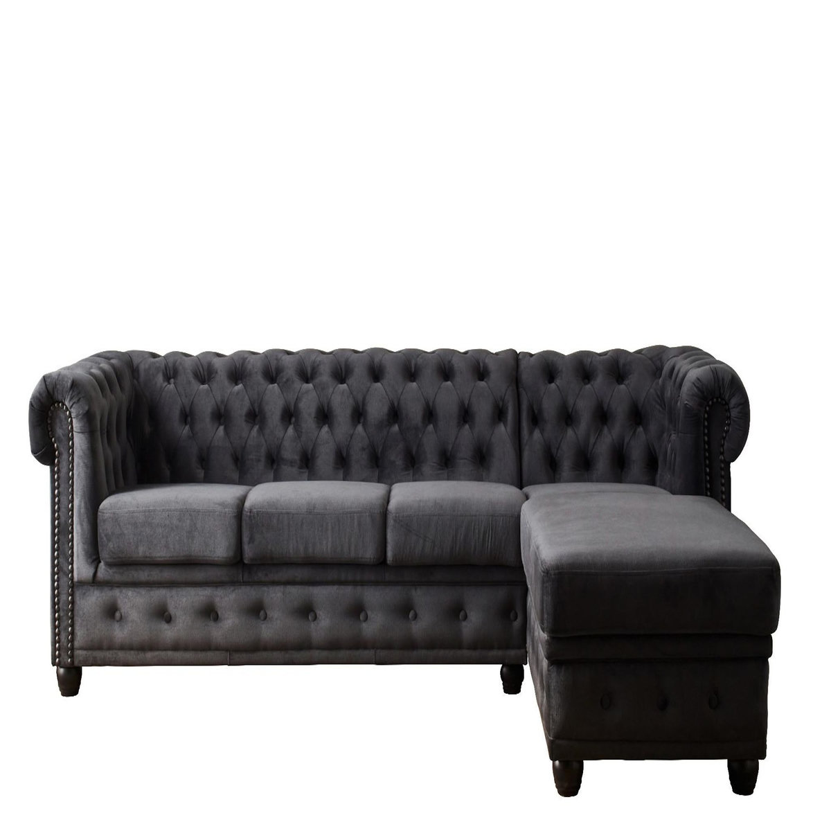 LISA DESIGN William - canapé chesterfield d'angle droit - 4 places - en velours