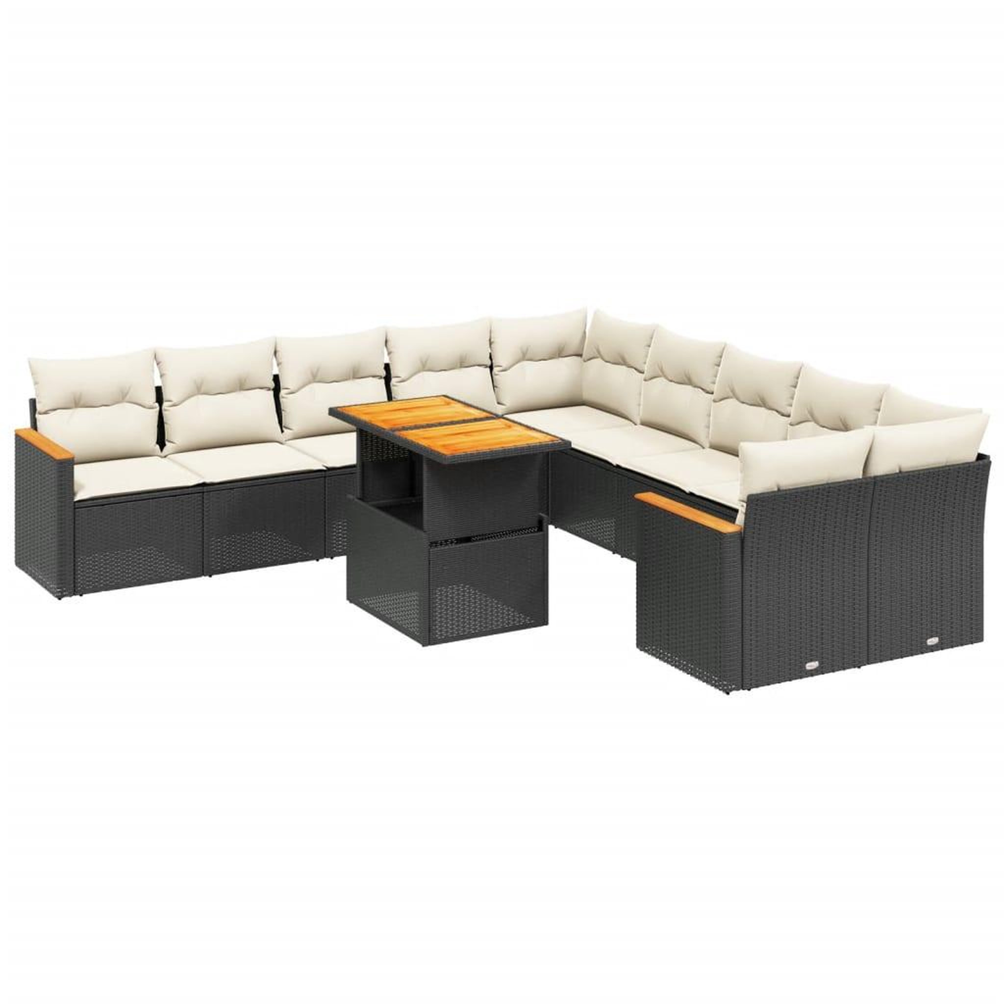Voir la diapositive 2 : VIDAXL Salon de jardin 11 pcs avec coussins noir resine tressee