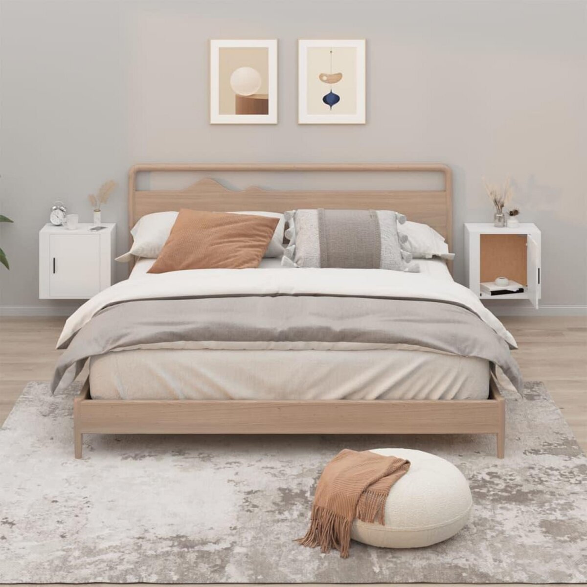 VIDAXL Tables de chevet murales 2 pcs Blanc 50x30x47 cm