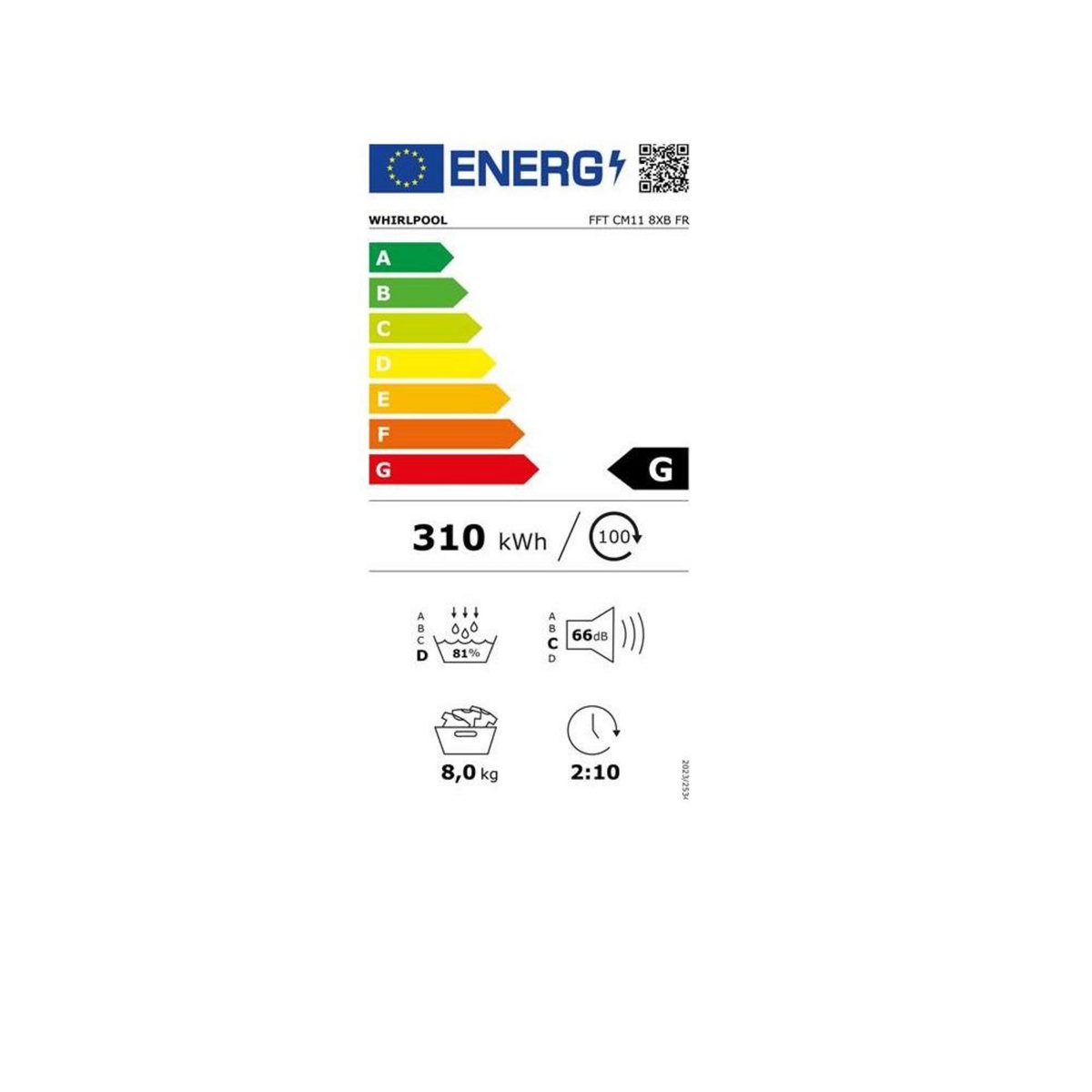Whirlpool Sèche-linge à condensation 60cm 8kg blanc - fftcm118xbfr