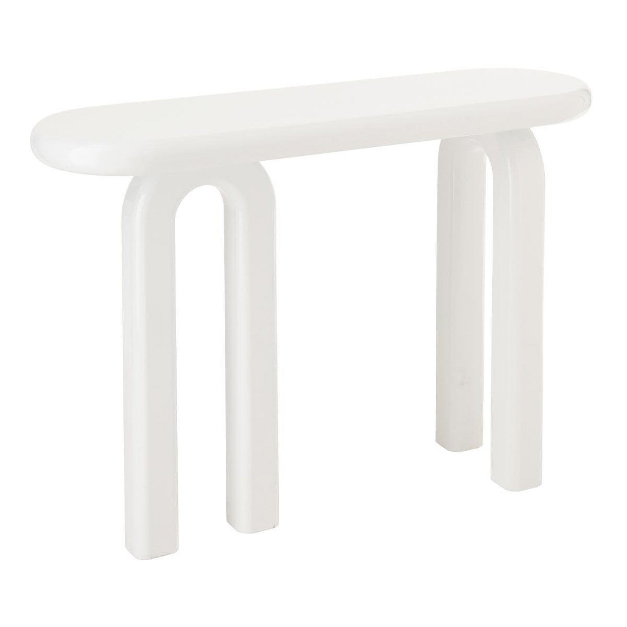 J-LINE Console ovale design  archie  120cm blanc