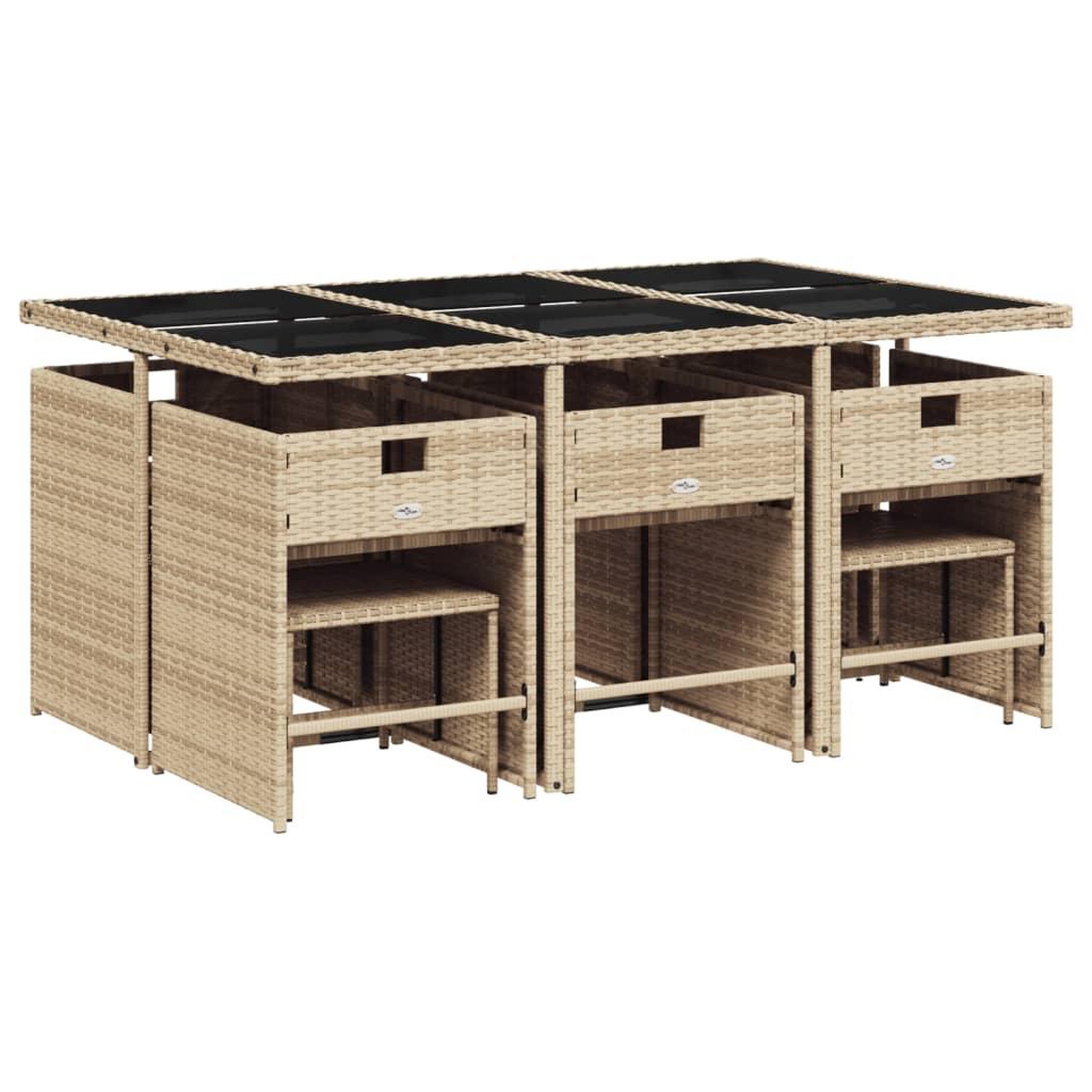 Voir la diapositive 3 : VIDAXL Ensemble a manger de jardin et coussins 11 pcs beige poly rotin