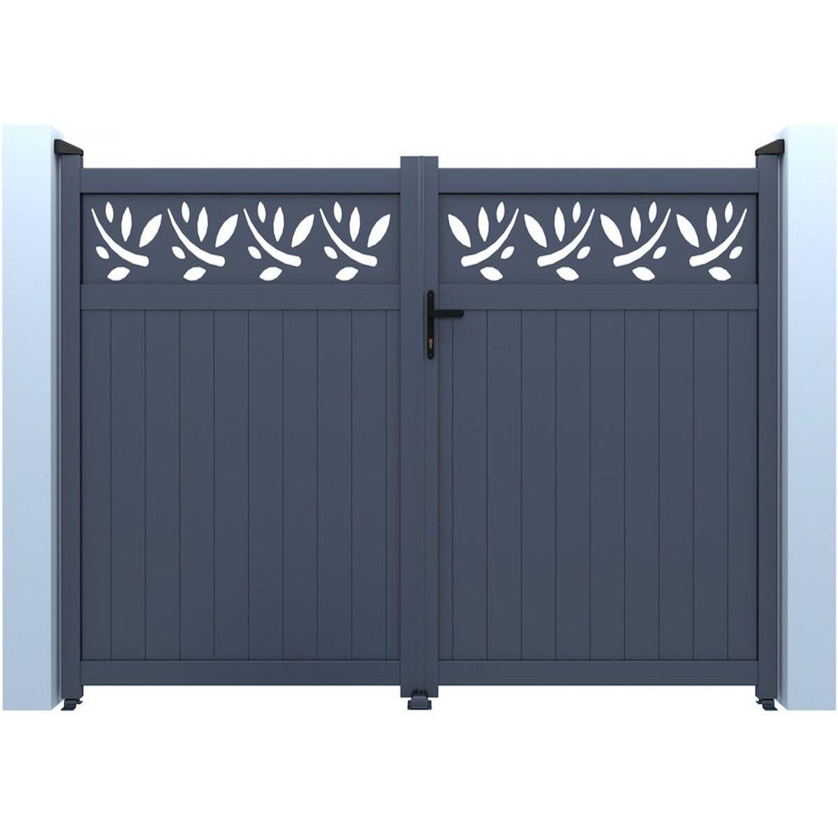 Habitat et Jardin Portail aluminium semi-ajouré à motif  Maya  - 300 x 180 cm - Gris