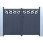 Habitat et Jardin Portail aluminium semi-ajouré à motif  Maya  - 300 x 180 cm - Gris