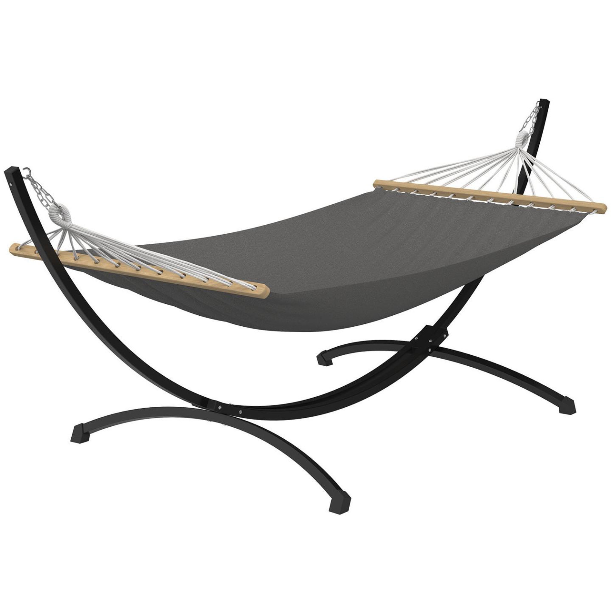 ID MARKET Hamac xl avec support métal noir et toile gris anthracite