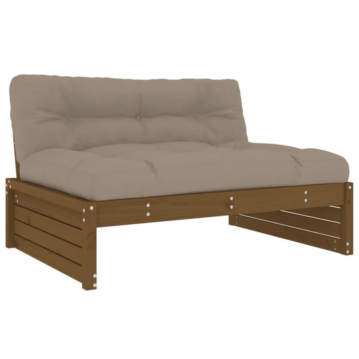 VIDAXL Salon de jardin 2 pcs avec coussins marron miel bois massif