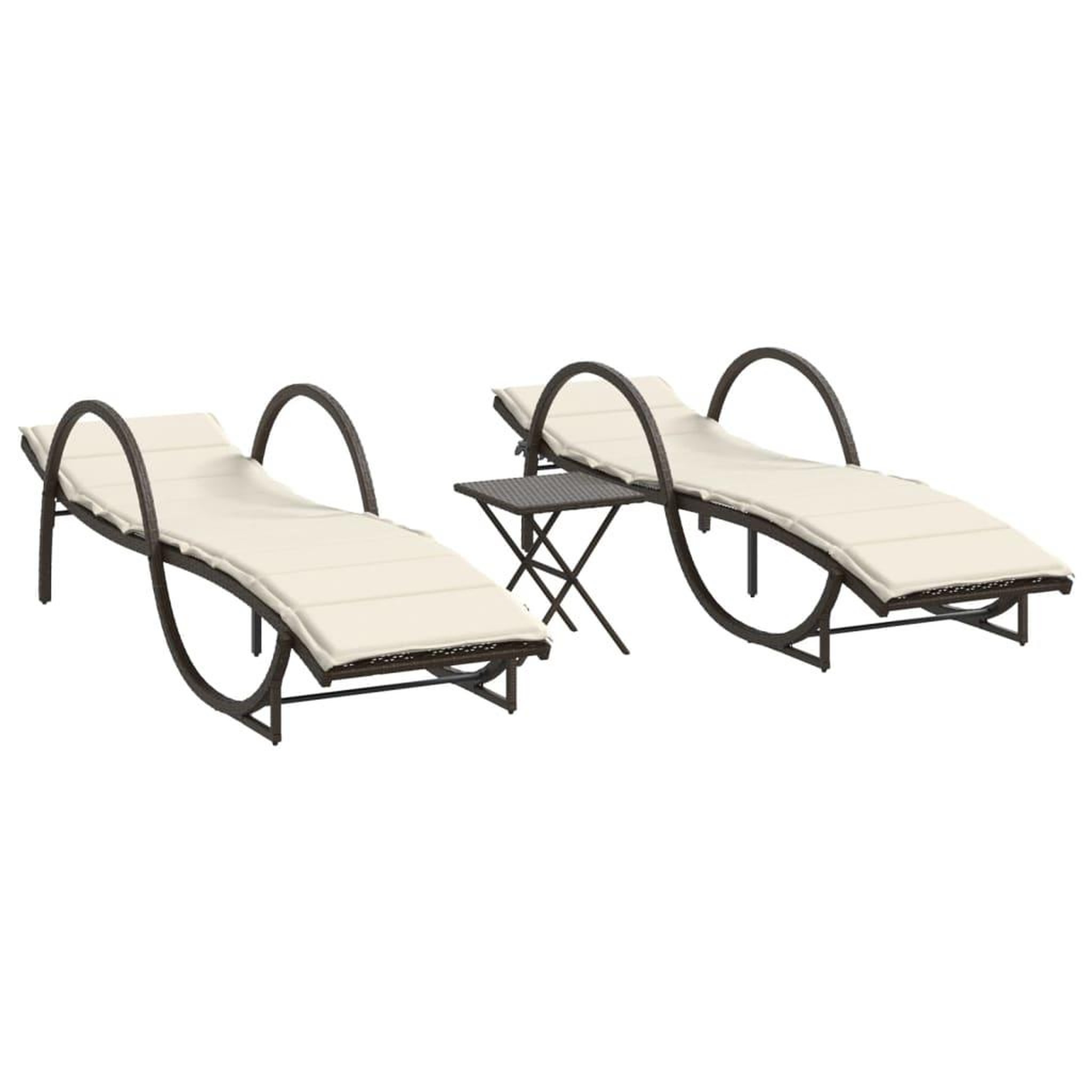 Voir la diapositive 2 : VIDAXL Chaises longues lot de 2 avec table marron resine tressee
