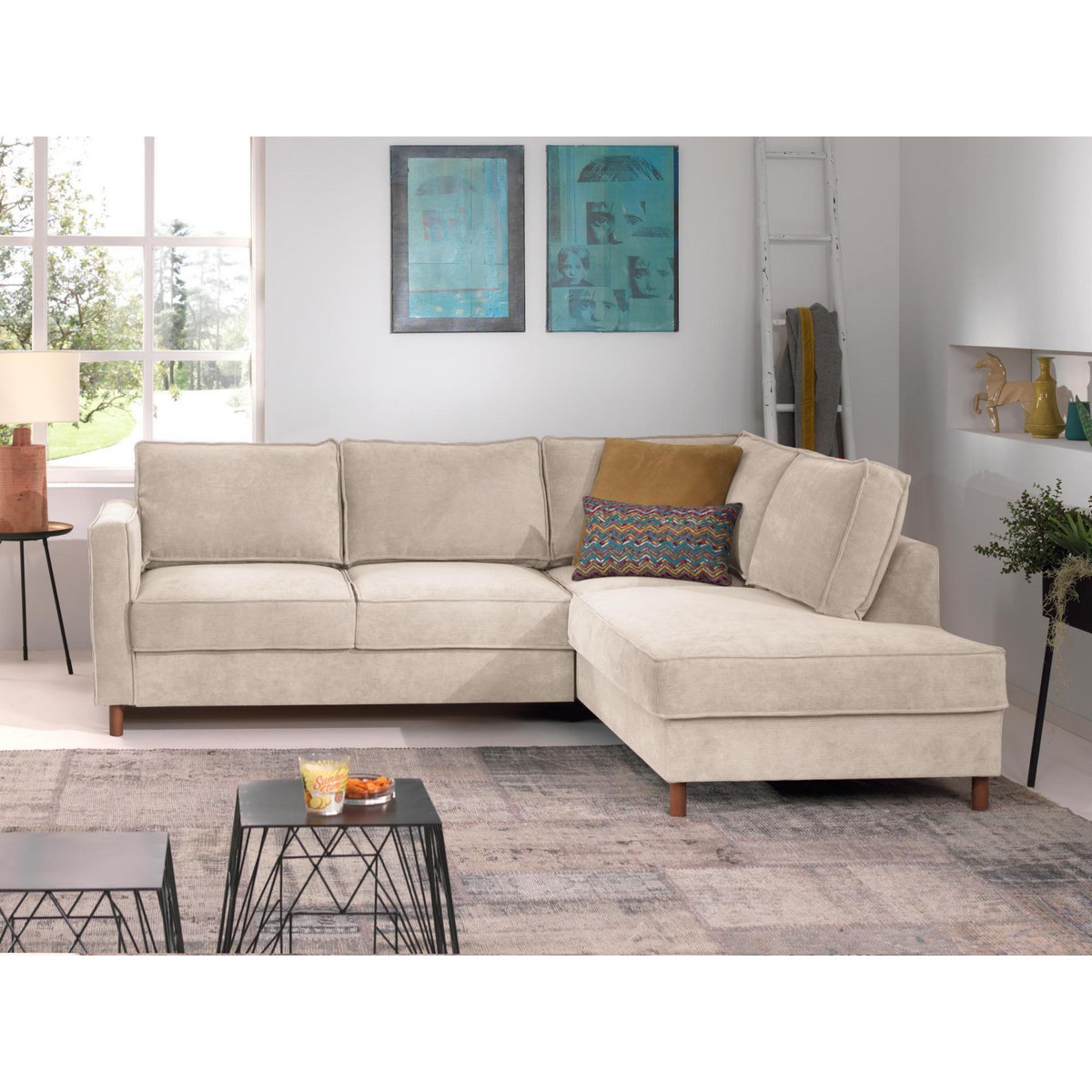 LISA DESIGN Jake - canapé d'angle droit - convertible - 5 places - en velours côtelé