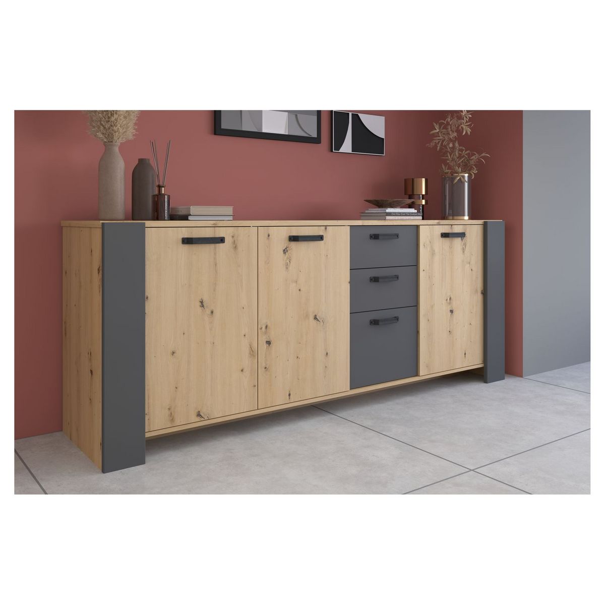 Enfilade 3 portes 3 tiroirs L220cm TRAVEL