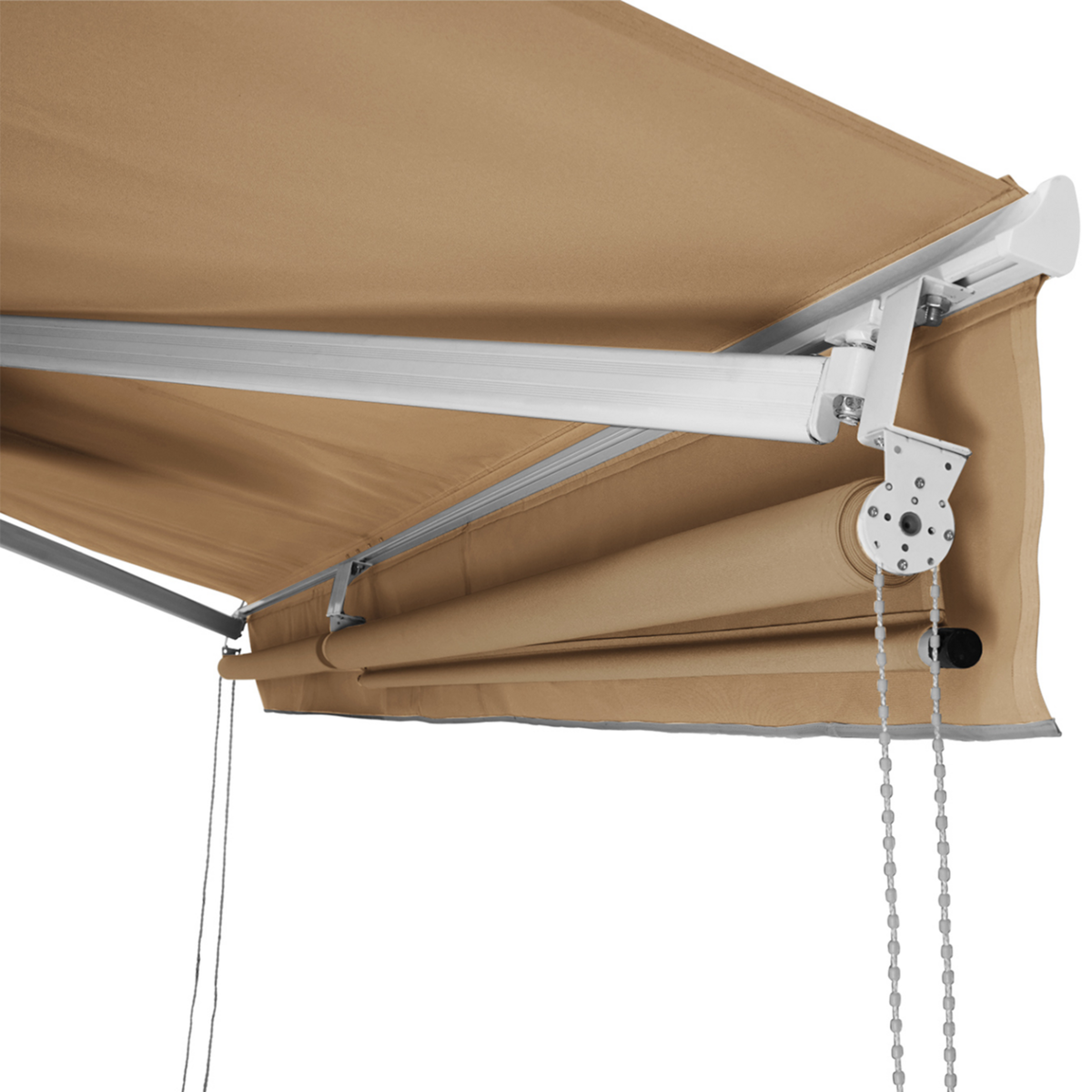ID MARKET Store banne manuel 4x3 M taupe lambrequin H.1,40 M