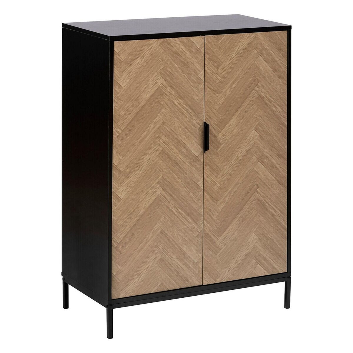 FIVE Buffet 2 portes en bois et métal CHEVRONS - Beige et noir