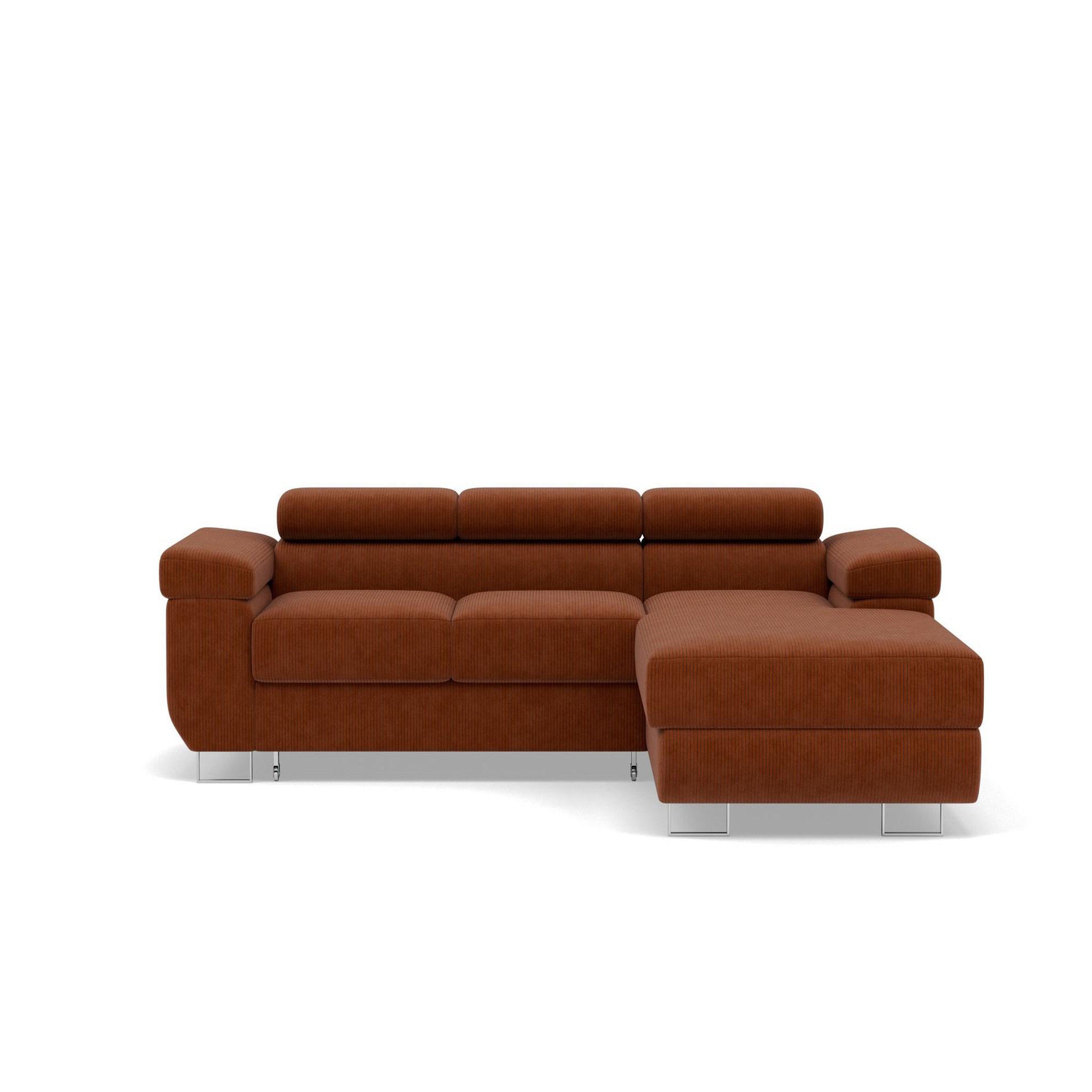 Voir la diapositive 1 : BEST MOBILIER Pablo - canapé d'angle droit - 6 places - convertible avec coffre et têtières réglables - en velours côtelé