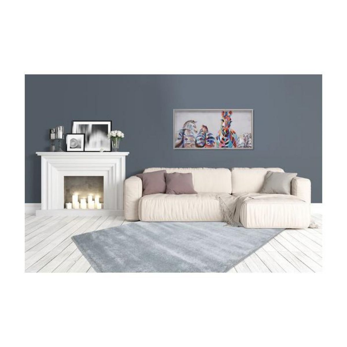 Paris Prix Tapis Tissé Déco  Saint Lucia  Bleu Pastel