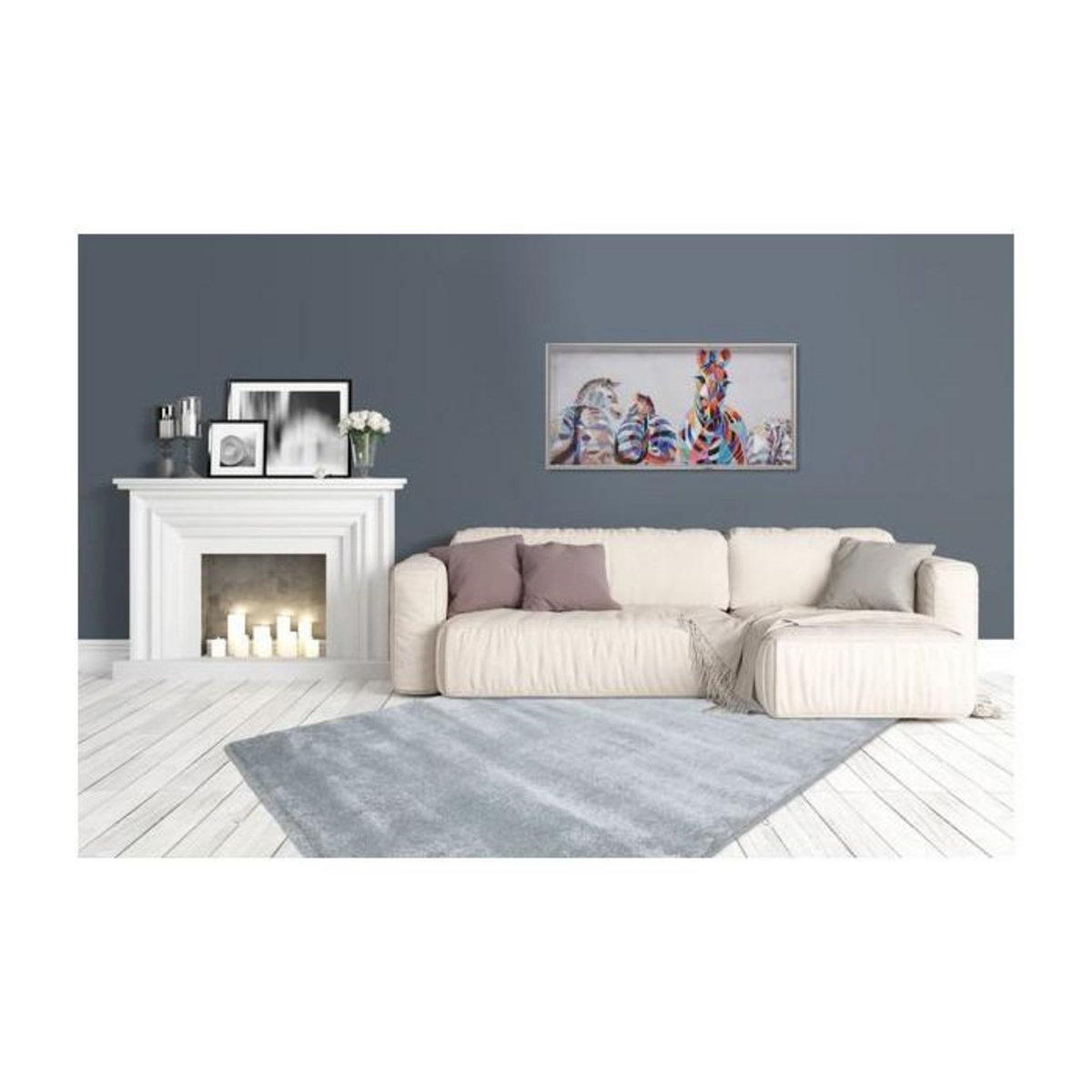 Paris Prix Tapis Tissé Déco  Saint Lucia  Bleu Pastel