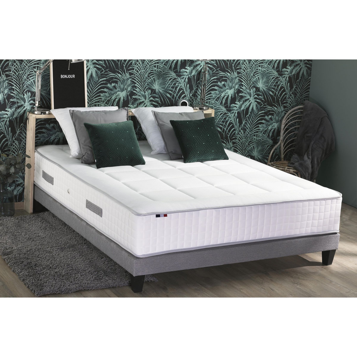 Ensemble Literie matelas ressorts ensachés 30cm et sommier 160x200 cm KING PALACE