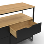 Voir la diapositive 6 : ID MARKET Commode 4 tiroirs noirs BOSTON 110 cm design industriel avec étagère