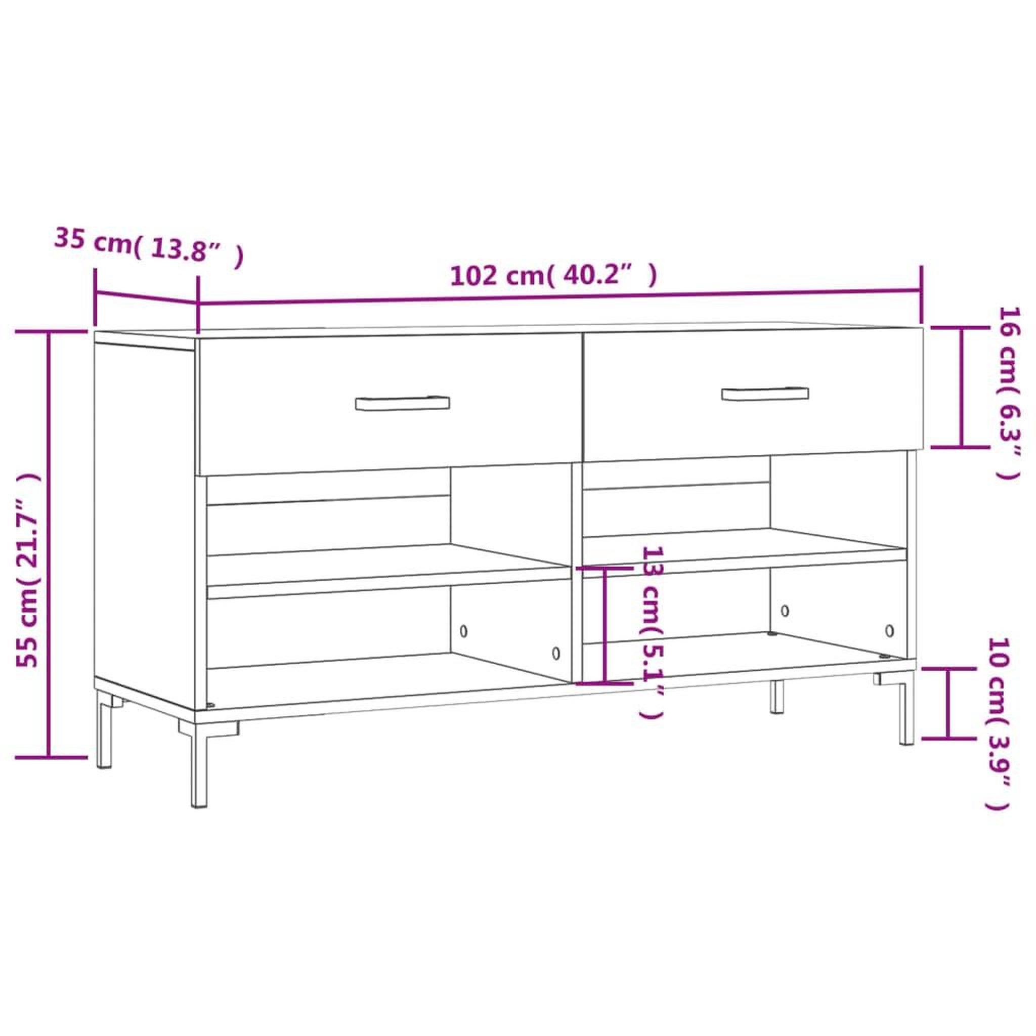 Voir la diapositive 6 : VIDAXL Banc a chaussures gris beton 102x35x55 cm bois d'ingenierie